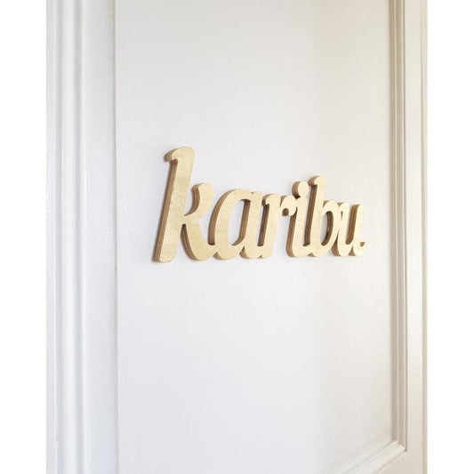 Decorative word "Karibu" - Gold