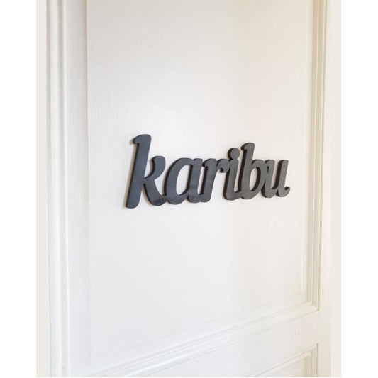 Decorative word "Karibu" - Slate gray