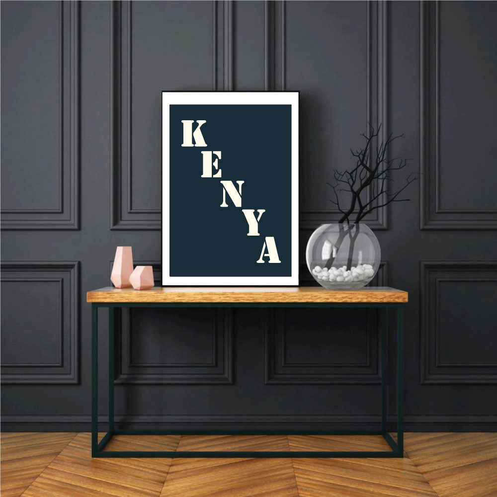 Affiche "Kenya" bleu nuit