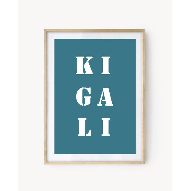 Affiche "Kigali" bleu turquoise