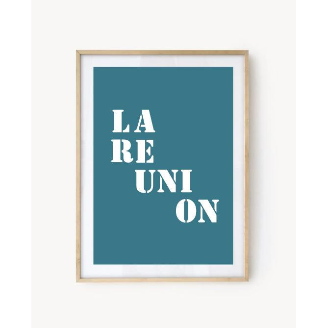 Affiche "La Réunion" bleu turquoise