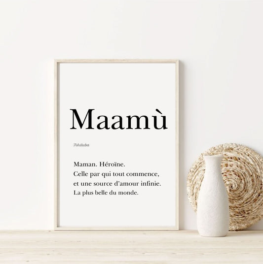 Affiche Maman en Tshiluba  "Mamu" - 30x40 cm