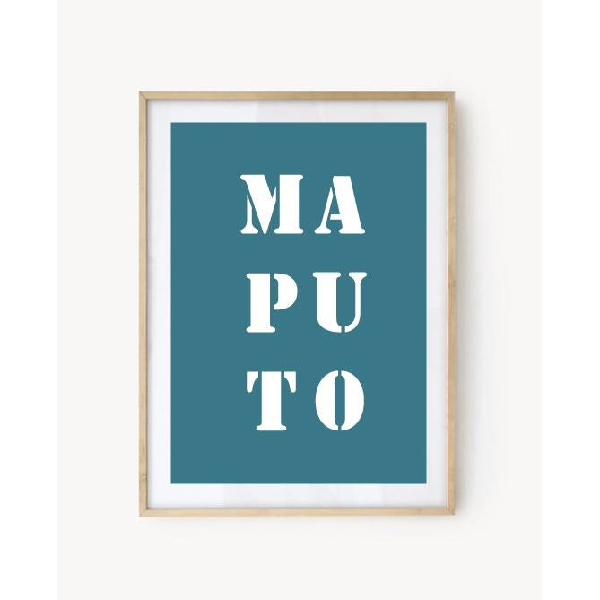 Affiche "Maputo" bleu turquoise