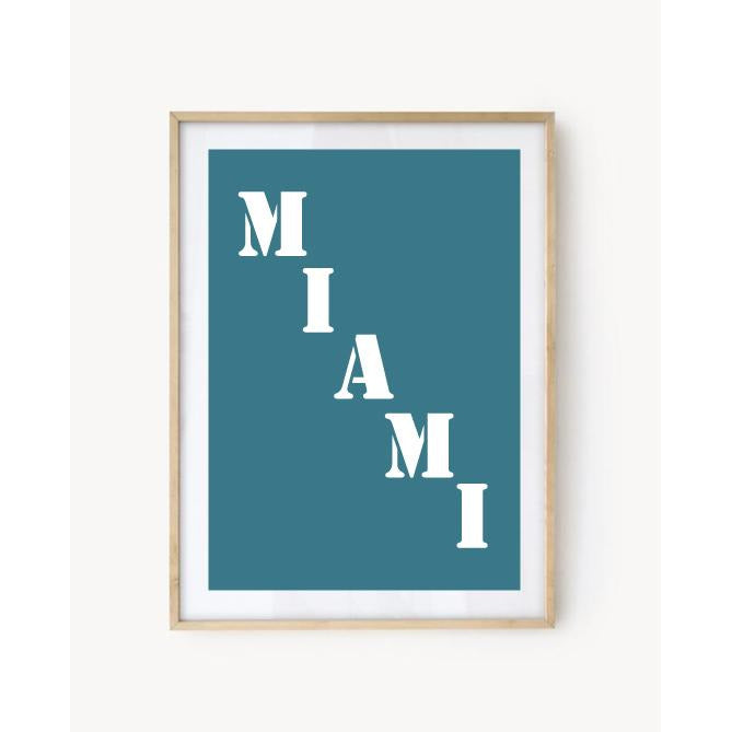 Affiche "Miami" bleu turquoise