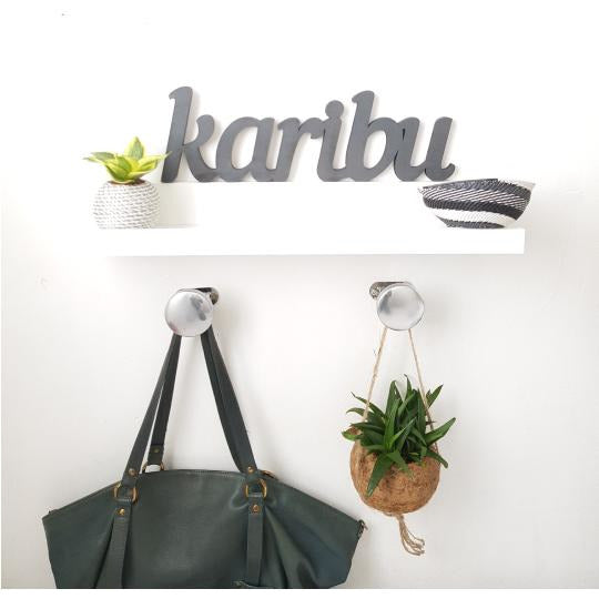 Decorative word "Karibu" - Slate gray