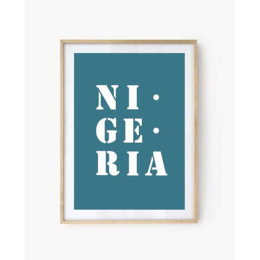 "Nigeria" poster - Turquoise Blue