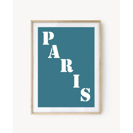 "Paris" poster - Turquoise Blue