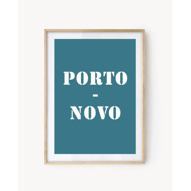 Affiche "Porto-Novo" bleu turquoise