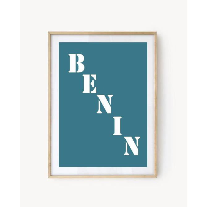 Affiche "Bénin" bleu turquoise