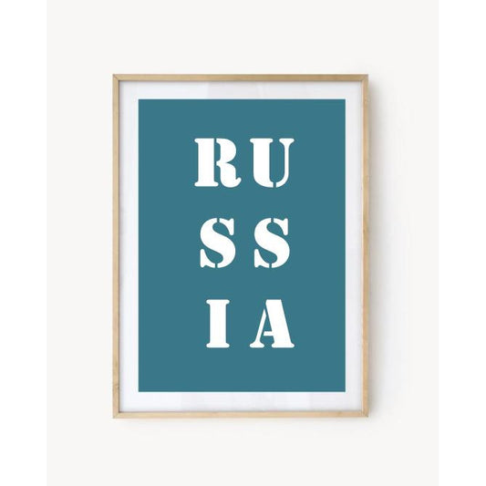 Affiche "Russie" bleu turquoise