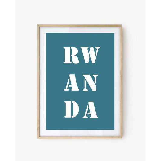"Rwanda" poster - Turquoise Blue