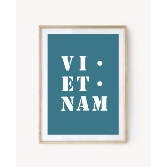 Vietnam" poster - Turquoise Blue
