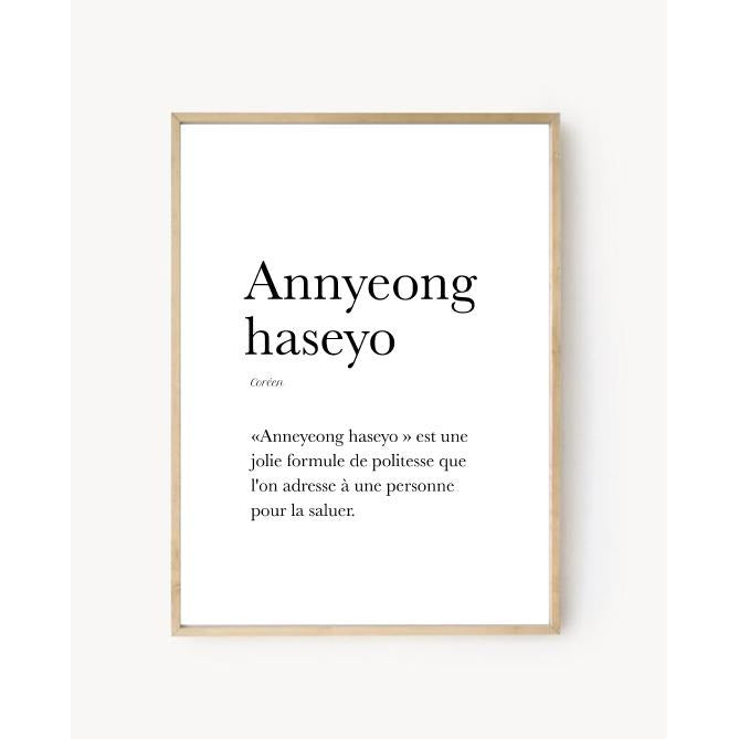 Affiche Bonjour en Coréen  - "Annyeong haseyo"