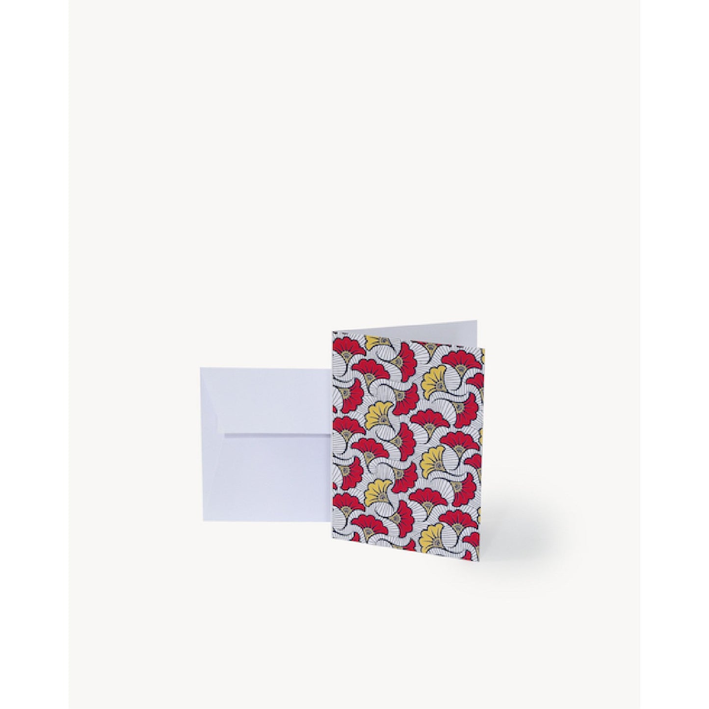 Carte de voeux - imprimé Wax "Fleurs de Mariage" - Fond blanc